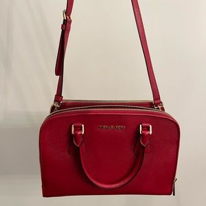Michael Kors Red Saffiano Leather Satchel